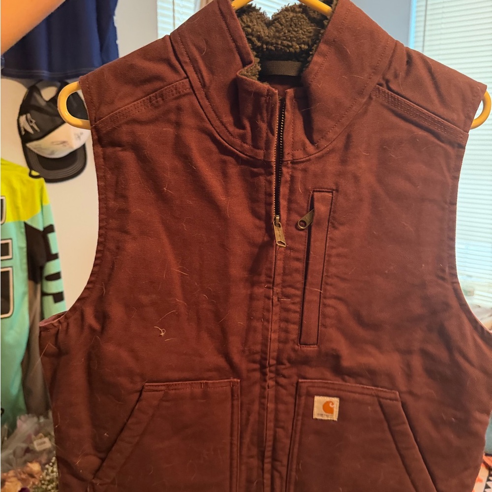 Carhartt Maroon Sherpa-Lined Vest